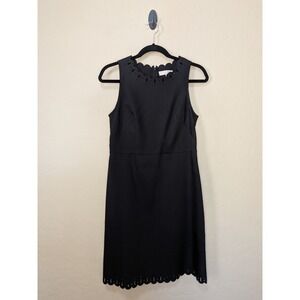 Ann Taylor LOFT Black Scalloped Laser Cut Sleeveless Shift Dress Size 2 LBD